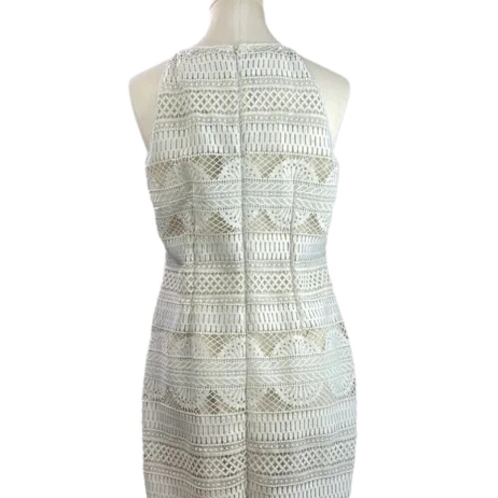 White House Black Market Off White/ cream Lace Shift Halter Dress Size 4 - Picture 4 of 5